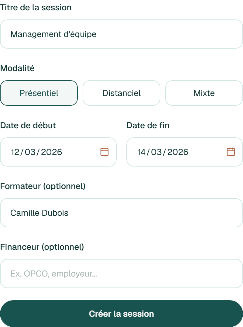 Création d'une session dans FormsBack