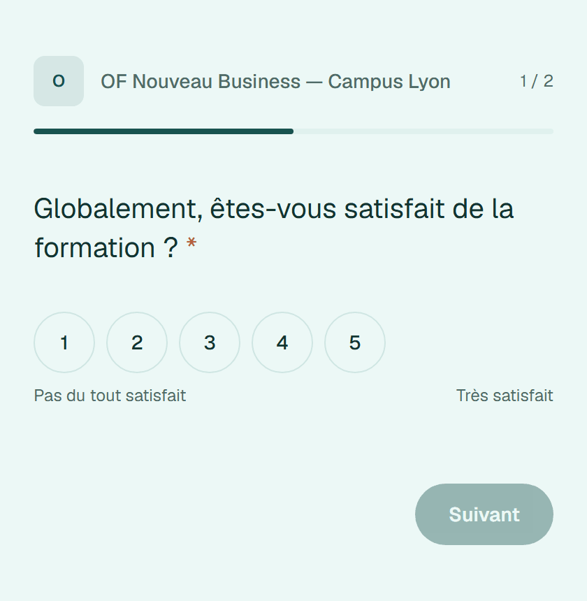 Question de satisfaction vue par un participant